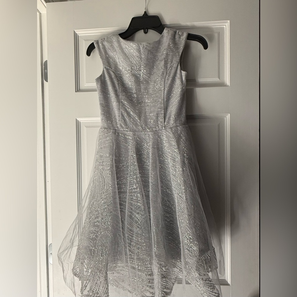 Un Deux Trois Shimmering Silver Formal Dress